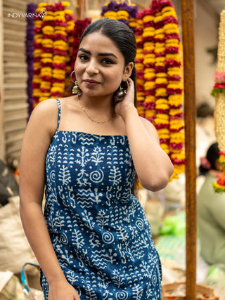 Roots Cami Strap Kurti - Blue