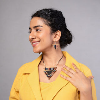 Black Ajrakh Triangle Set