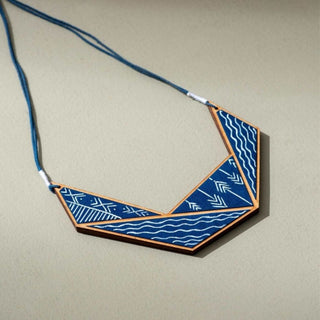 Hand-Painted Blue Triangle Set