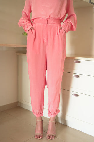 Jackie Straight-cut Coral Trousers