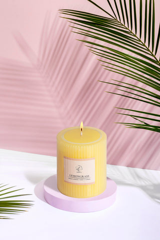 Sculpted Fragrance Pillar Candle
