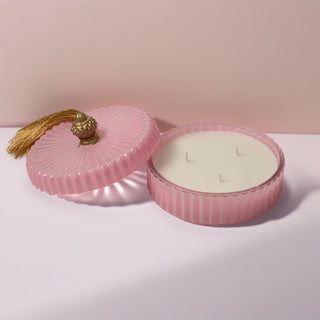Grand Fluted Aura Bowl Candle with Tassel on Top Lid