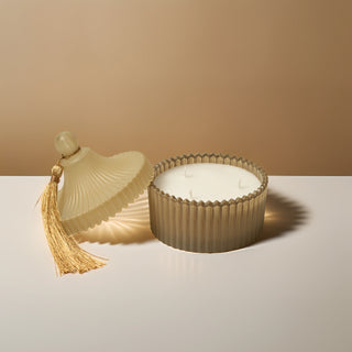 Crest Jar Candle with Tassel on Top Lid