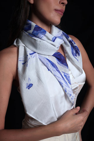 Lunar Rock Scarf with Floral Print
