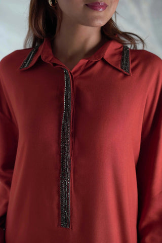 Navae Placket Embroidered Dress