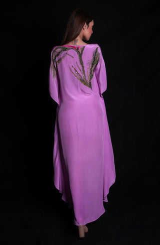 Purple Rose Embroidered Kaftan
