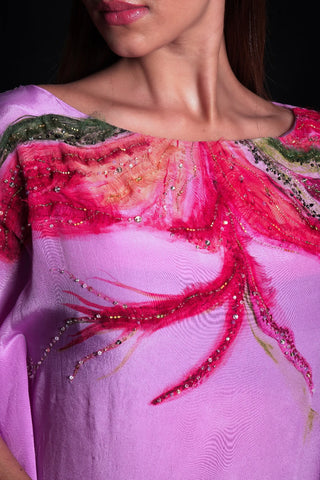 Purple Rose Embroidered Kaftan