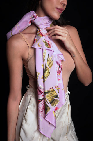 Purple Rose Scarf with Floral Print