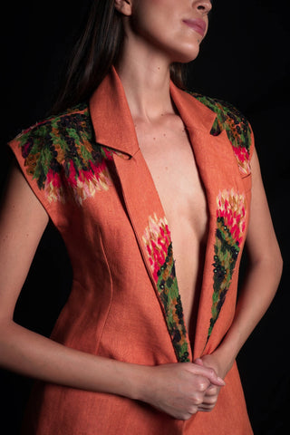 Sundial Blazer with Embroidery On Organza