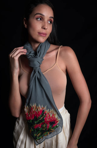 Titanium Scarf with Applique Embroidery