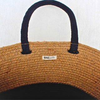 Black & Beige Jute Tote Bag