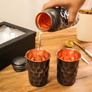 Copper Bottle Black Finish Gift Set (750 ml)