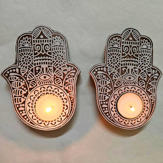 Hamsa Hand Tea Light Holder (Set of 2)