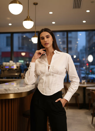 Spread Collar Shirt - White