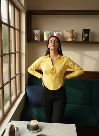 Spread Collar Shirt - Butter Yellow