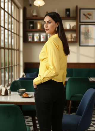 Spread Collar Shirt - Butter Yellow