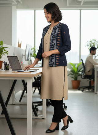 Navy Ikat Rekha Blazer