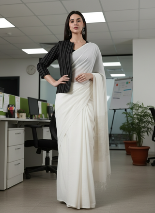 Midnight Classic Black Stripes-Rekha Handwoven Open Front Cotton Blazer