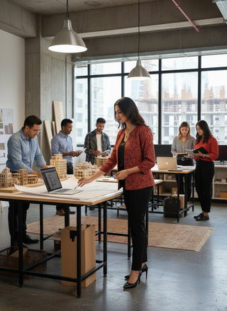 Red Ajrak Block Print - Rekha Handwoven Open Front Cotton Blazer