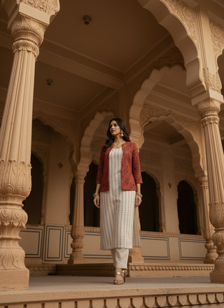 Red Ajrak Rekha Blazer