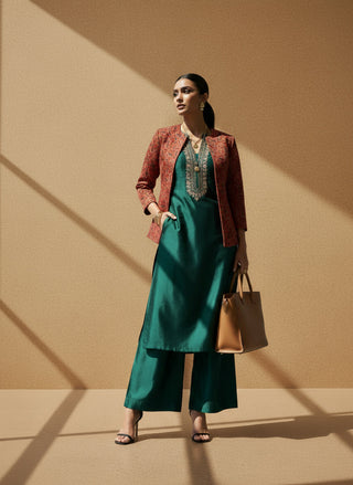 Red Ajrak Rekha Blazer