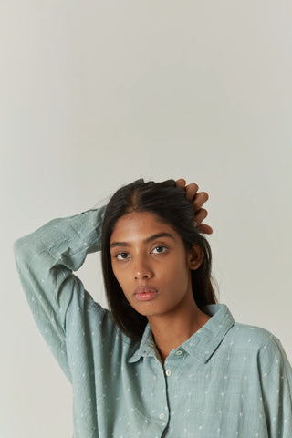 Handwoven Bandhani Shirt - Sage