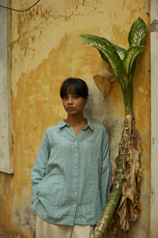 Handwoven Bandhani Shirt - Sage