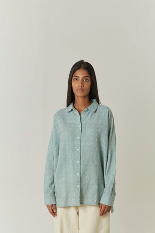 Handwoven Bandhani Shirt - Sage