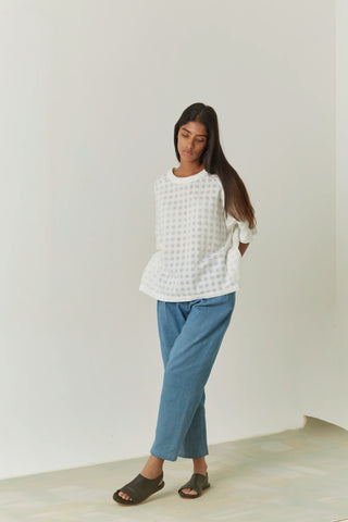 Handwoven Self-Checked Top - Chloe